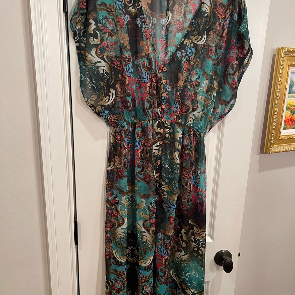 Kendall & Kylie Vibrant Patterned Maxi Dress XL - Picture 2 of 5